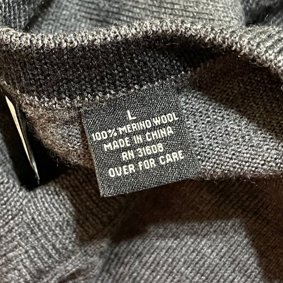JoS A Bank Merino Wool Sweater Charcoal V-Neck Size L Large Grey - Picture 5 of 5